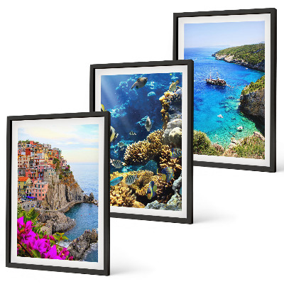 Composizione di quadri Vista sul mare, case colorate