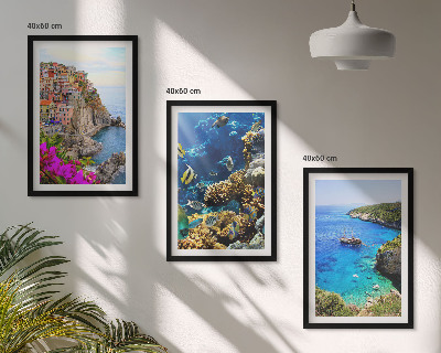 Composizione di quadri Vista sul mare, case colorate