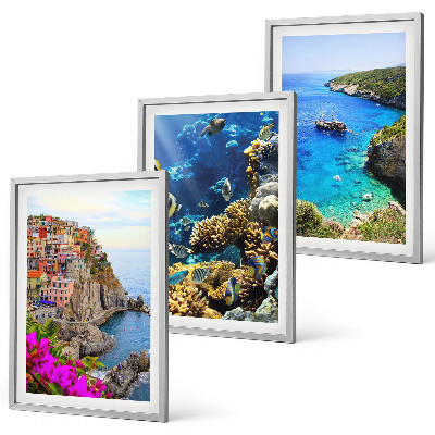 Composizione di quadri Vista sul mare, case colorate