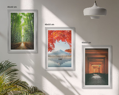 Set di quadri incorniciati Paesaggio della foresta di bambù del Fuji