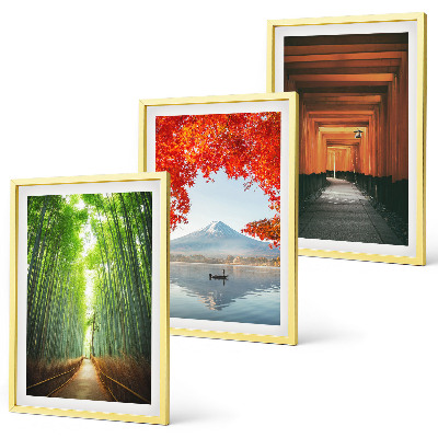 Set di quadri incorniciati Paesaggio della foresta di bambù del Fuji
