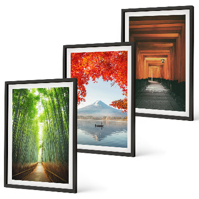 Set di quadri incorniciati Paesaggio della foresta di bambù del Fuji
