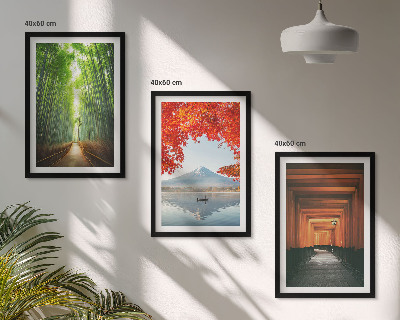 Set di quadri incorniciati Paesaggio della foresta di bambù del Fuji