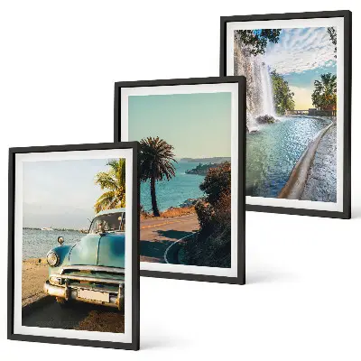 Set di 3 quadri con stampa Cascata di palme in vacanza