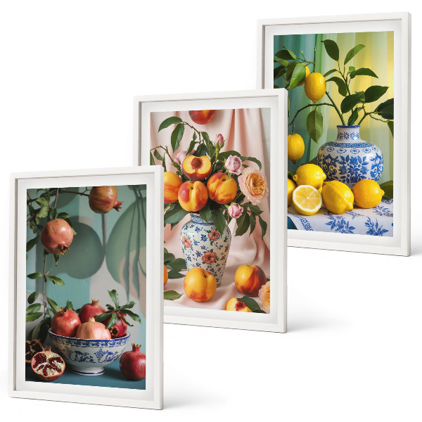 Set di quadri incorniciati Melograni, pesche, limoni