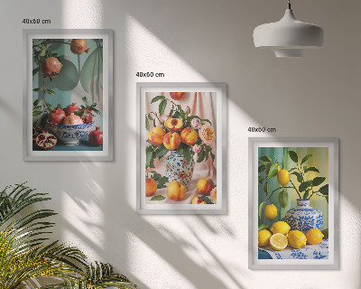 Set di quadri incorniciati Melograni, pesche, limoni