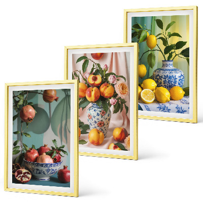 Set di quadri incorniciati Melograni, pesche, limoni