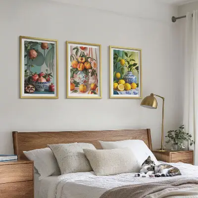 Set di quadri incorniciati con melograni, pesche e limoni
