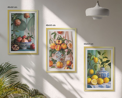 Set di quadri incorniciati Melograni, pesche, limoni