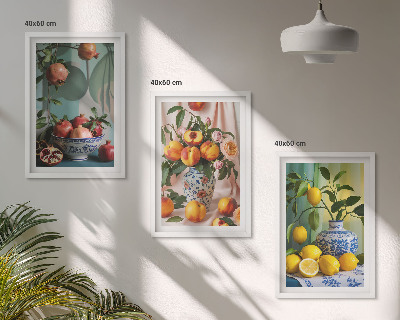 Set di quadri incorniciati Melograni, pesche, limoni