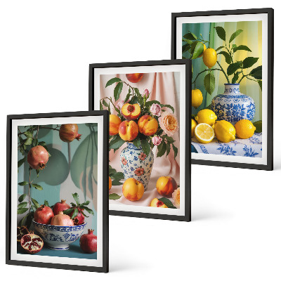 Set di quadri incorniciati Melograni, pesche, limoni