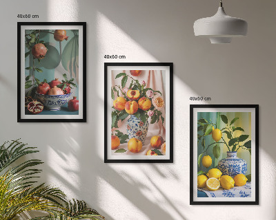 Set di quadri incorniciati Melograni, pesche, limoni