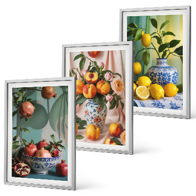 Set di quadri incorniciati Melograni, pesche, limoni