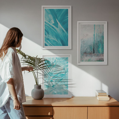 Set di quadri incorniciati Motivi astratti nelle tonalità del blu