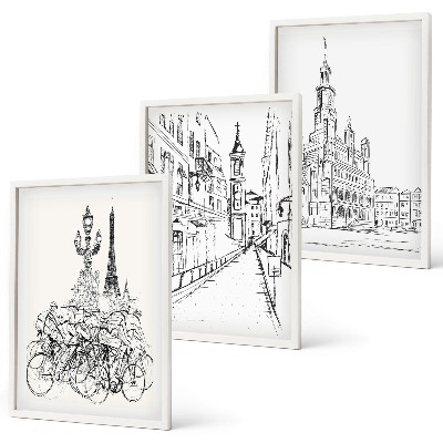 Composizione di quadri Semplici disegni di paesaggi urbani
