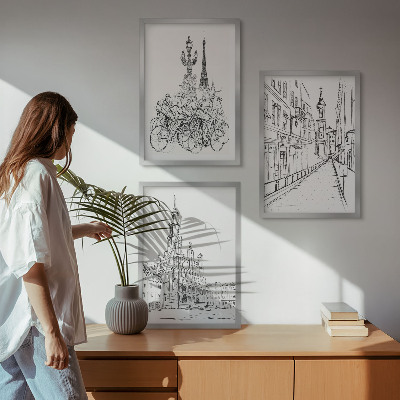 Composizione di quadri Semplici disegni di paesaggi urbani