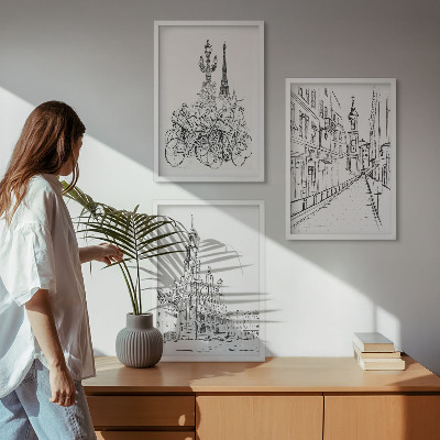 Composizione di quadri Semplici disegni di paesaggi urbani