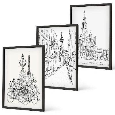 Composizione di quadri Semplici disegni di paesaggi urbani