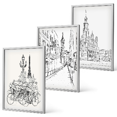 Composizione di quadri Semplici disegni di paesaggi urbani