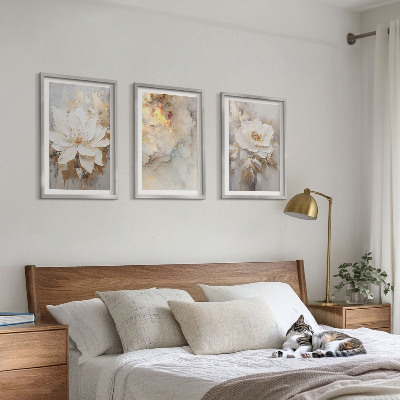 Set di 3 quadri Fiori luminosi su sfondo astratto