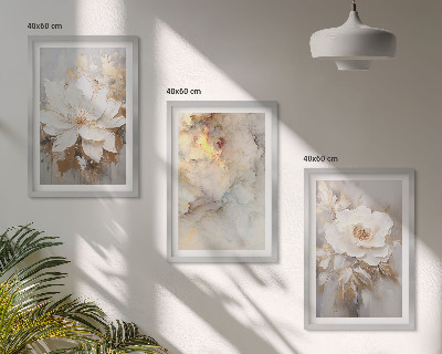 Set di 3 quadri Fiori luminosi su sfondo astratto