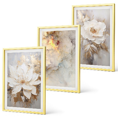 Set di 3 quadri Fiori luminosi su sfondo astratto
