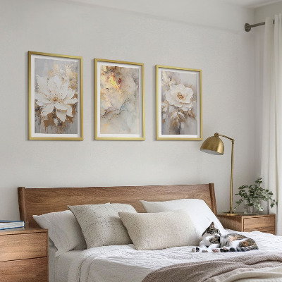 Set di 3 quadri Fiori luminosi su sfondo astratto