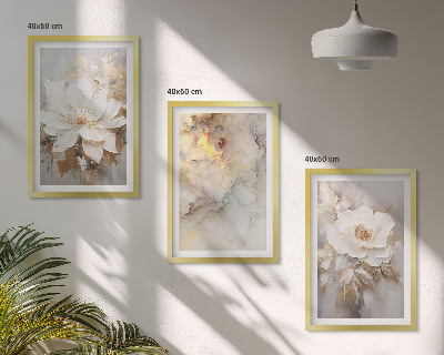 Set di 3 quadri Fiori luminosi su sfondo astratto
