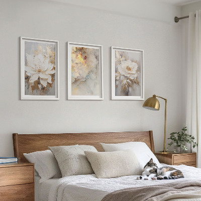 Set di 3 quadri Fiori luminosi su sfondo astratto