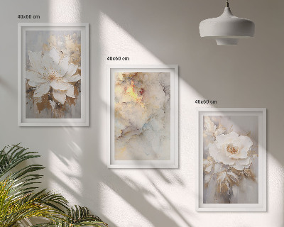 Set di 3 quadri Fiori luminosi su sfondo astratto