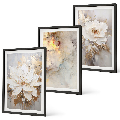 Set di 3 quadri Fiori luminosi su sfondo astratto