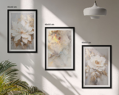 Set di 3 quadri Fiori luminosi su sfondo astratto