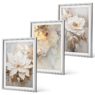 Set di 3 quadri Fiori luminosi su sfondo astratto
