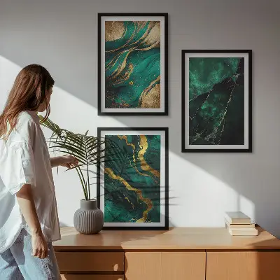 Composizione di quadri decorazione con eleganti motivi in pietra