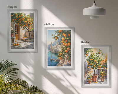 Set di 3 quadri Paesaggi di agrumi dipinti