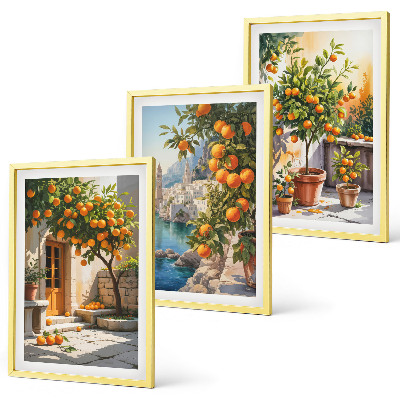 Set di 3 quadri Paesaggi di agrumi dipinti