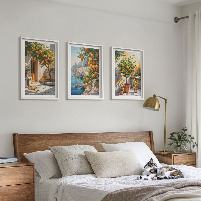Set di 3 quadri Paesaggi di agrumi dipinti
