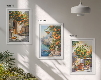 Set di 3 quadri Paesaggi di agrumi dipinti