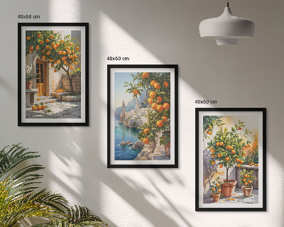 Set di 3 quadri Paesaggi di agrumi dipinti