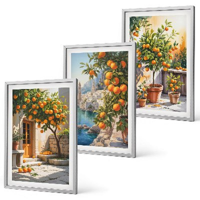 Set di 3 quadri Paesaggi di agrumi dipinti