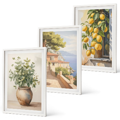 Set di quadri incorniciati Fiori in un vaso, un mare di limoni