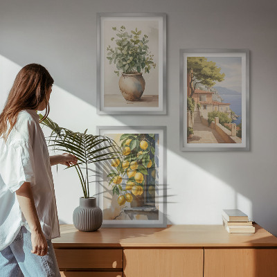 Set di quadri incorniciati Fiori in un vaso, un mare di limoni