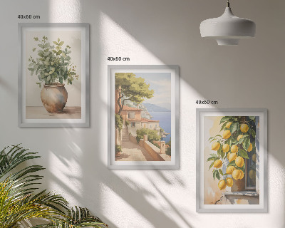 Set di quadri incorniciati Fiori in un vaso, un mare di limoni