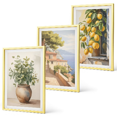 Set di quadri incorniciati Fiori in un vaso, un mare di limoni