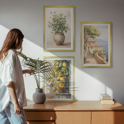 Set di quadri incorniciati Fiori in un vaso, un mare di limoni