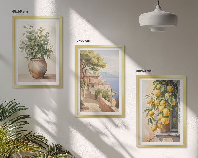 Set di quadri incorniciati Fiori in un vaso, un mare di limoni