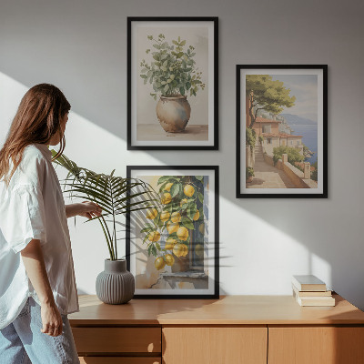 Set di quadri incorniciati Fiori in un vaso, un mare di limoni