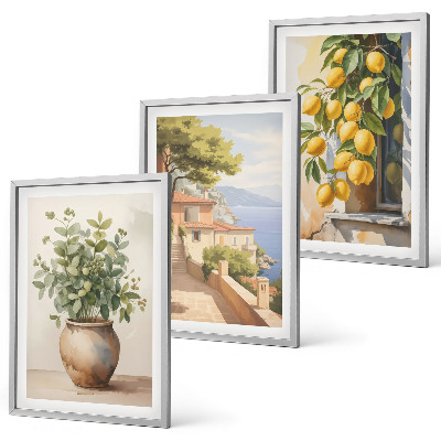 Set di quadri incorniciati Fiori in un vaso, un mare di limoni