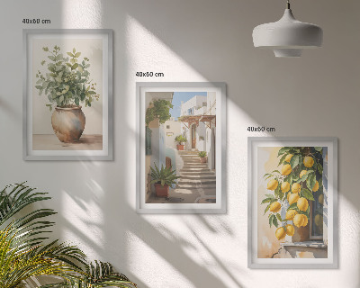 Composizione di quadri Piante in vaso, limoni, strada