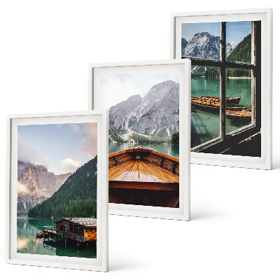 Set di 3 quadri Cottage sul lago di montagna Łódź